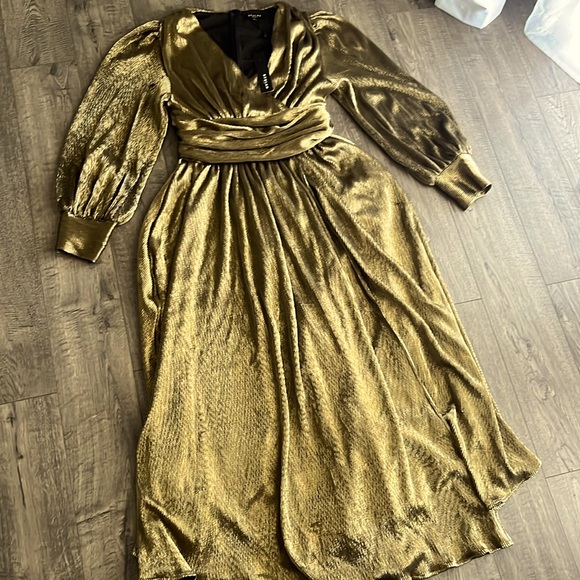 ✨Metallic Gold Maxi long sleeve formal  dress ✨ - Picture 2 of 7